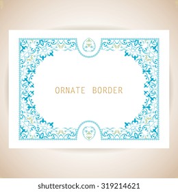 Vector decorative frame. Elegant element for design template, place for text.Floral border. Lace decor for birthday and greeting card, wedding invitation.