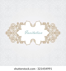 Vector decorative frame. Elegant element for design template, place for text.Floral border. Lace decor for birthday and greeting card, wedding invitation.