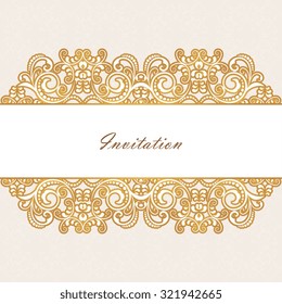 Vector decorative frame. Elegant element for design template, place for text.Floral border. Lace decor for birthday and greeting card, wedding invitation.