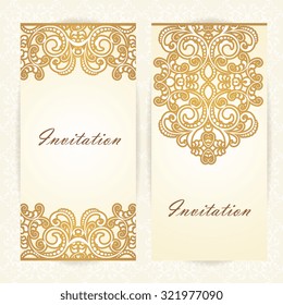 Vector decorative frame. Elegant element for design template, place for text.Floral border. Lace decor for birthday and greeting card, wedding invitation.