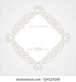 Vector decorative frame. Elegant element for design template, place for text.Floral border. Lace decor for birthday and greeting card, wedding invitation.