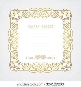 Vector decorative frame. Elegant element for design template, place for text.Floral border. Lace decor for birthday and greeting card, wedding invitation.