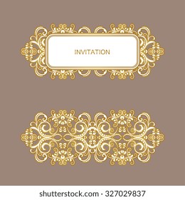 Vector decorative frame. Elegant element for design template, place for text.Floral border. Lace decor for birthday and greeting card, wedding invitation.