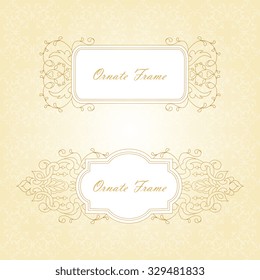 Vector decorative frame. Elegant element for design template, place for text.Floral border. Lace decor for birthday and greeting card, wedding invitation. Line art decor.