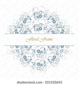 Vector decorative frame. Elegant element for design template, place for text.Floral border. Lace decor for birthday and greeting card, wedding invitation.