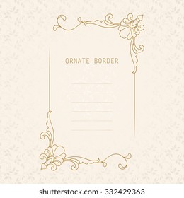 Vector decorative frame. Elegant element for design template, place for text.Floral border. Lace decor for birthday and greeting card, wedding invitation.