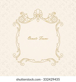 Vector decorative frame. Elegant element for design template, place for text.Floral border. Lace decor for birthday and greeting card, wedding invitation.