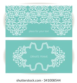 Vector decorative frame. Elegant element for design template, place for text.Floral border. Lace decor for birthday and greeting card, wedding invitation.
