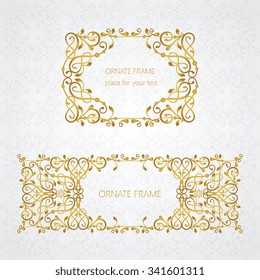 Vector decorative frame. Elegant element for design template, place for text.Floral border. Lace decor for birthday and greeting card, wedding invitation.