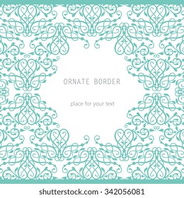 Vector decorative frame. Elegant element for design template, place for text.Floral border. Lace decor for birthday and greeting card, wedding invitation.