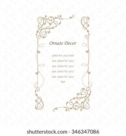 Vector decorative frame. Elegant element for design template, place for text. Floral border. Lace decor for birthday and greeting card, wedding invitation.