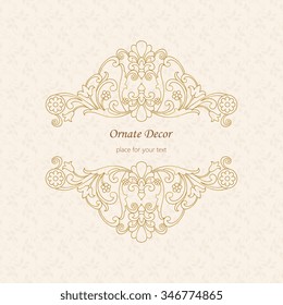 Vector decorative frame. Elegant element for design template, place for text. Floral border. Lace decor for birthday and greeting card, wedding invitation.