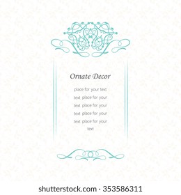 Vector decorative frame. Elegant element for design template, place for text. Floral border. Lace decor for birthday and greeting card, wedding invitation.