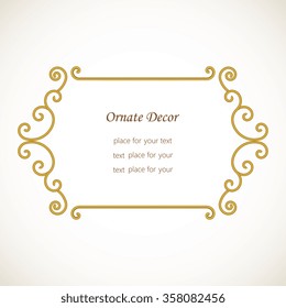 Vector decorative frame. Elegant element for design template, place for text. Floral border. Lace decor for birthday and greeting card, wedding invitation.