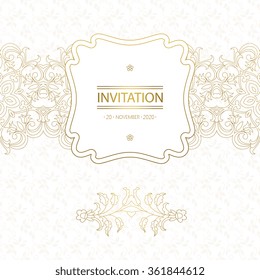 Vector decorative frame. Elegant element for design template, place for text. Floral border. Lace decor for birthday and greeting card, wedding invitation.