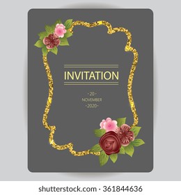 Vector decorative frame. Elegant element for design template, place for text. Floral border. Lace decor for birthday and greeting card, wedding invitation.