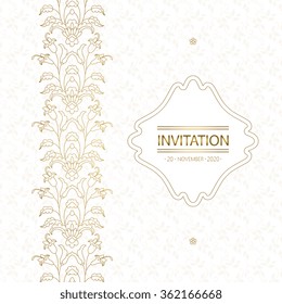 Vector decorative frame. Elegant element for design template, place for text. Floral border. Lace decor for birthday and greeting card, wedding invitation.