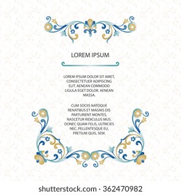 Vector decorative frame. Elegant element for design template, place for text. Floral border. Lace decor for birthday and greeting card, wedding invitation.