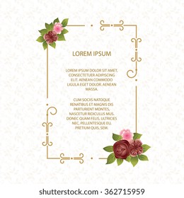Vector decorative frame. Elegant element for design template, place for text. Floral border. Lace decor for birthday and greeting card, wedding invitation.
