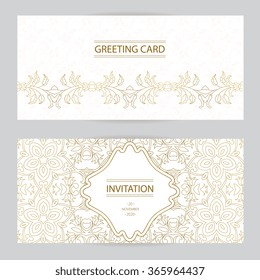 Vector decorative frame. Elegant element for design template, place for text. Floral border. Lace decor for birthday and greeting card, wedding invitation.