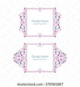 Vector decorative frame. Elegant element for design template, place for text. Floral border. Lace decor for birthday and greeting card, wedding invitation.