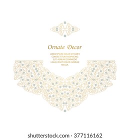 Vector decorative frame. Elegant element for design template, place for text. Floral border. Lace decor for birthday and greeting card, wedding invitation.