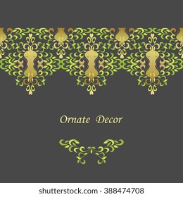 Vector decorative frame. Elegant element for design template, place for text. Floral border. Lace decor for birthday and greeting card, wedding invitation.