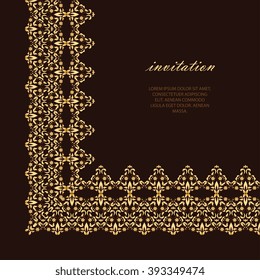 Vector decorative frame. Elegant element for design template, place for text. Floral border. Lace decor for birthday and greeting card, wedding invitation.