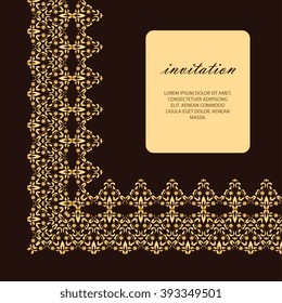 Vector decorative frame. Elegant element for design template, place for text. Floral border. Lace decor for birthday and greeting card, wedding invitation.