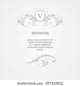 Vector decorative frame. Elegant element for design template, place for text. Floral border. Lace decor for birthday and greeting card, wedding invitation.