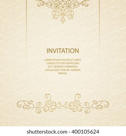 Vector decorative frame. Elegant element for design template, place for text. Floral border. Lace decor for birthday and greeting card, wedding invitation.