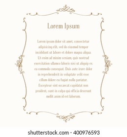 Vector decorative frame. Elegant element for design template, place for text. Decor for birthday and greeting card, wedding invitation