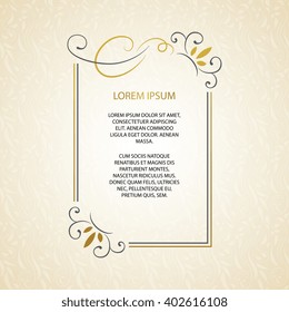 Vector Decorative Frame. Elegant Element For Design Template, Place For Text.Floral Border. Lace Decor For Birthday And Greeting Card, Wedding Invitation.