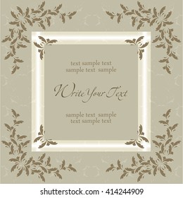 Vector decorative frame. Elegant element for design template, place for text.Floral border. Lace decor for birthday and greeting card, 