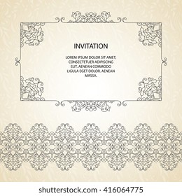 Vector decorative frame. Elegant element for design template, place for text.Floral border. Lace decor for birthday and greeting card, wedding invitation.