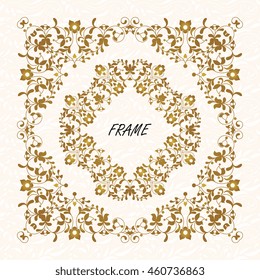 Vector decorative frame. Elegant element for design template, place for text.Floral border. Lace decor for birthday and greeting card, wedding invitation.