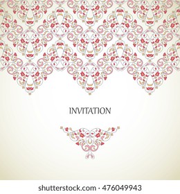 Vector decorative frame. Elegant element for design template, place for text.Floral border. Lace decor for birthday and greeting card, wedding invitation.