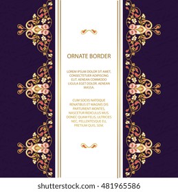Vector decorative frame. Elegant element for design template, place for text.Floral border. Lace decor for birthday and greeting card, wedding invitation.