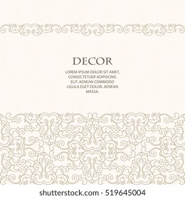 Vector decorative frame. Elegant element for design template, place for text. Floral border. Lace decor for birthday and greeting card, wedding invitation.