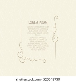Vector Decorative Frame. Elegant Element For Design Template, Place For Text. Floral Border. Lace Decor For Birthday And Greeting Card, Wedding Invitation.