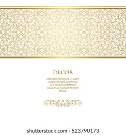 Vector decorative frame. Elegant element for design template, place for text. Floral border. Lace decor for birthday and greeting card, wedding invitation.