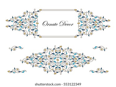 Vector decorative frame. Elegant element for design template, place for text. Floral border. Lace decor for birthday and greeting card, wedding, invitation.