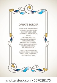 Vector decorative frame. Elegant element for design template, place for text.Floral border. Lace decor for birthday and greeting card, wedding invitation.