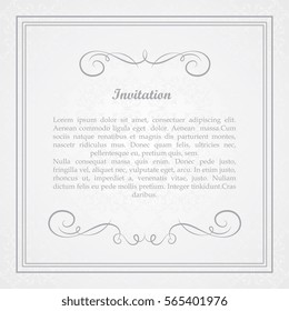 Vector decorative frame. Elegant element for design template, place for text.Floral border. Lace decor for birthday and greeting card, wedding invitation.