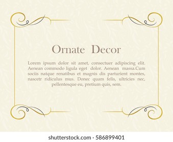 Vector decorative frame. Elegant element for design template, place for text.Floral border. Lace decor for birthday and greeting card, wedding invitation.