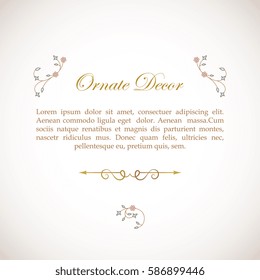 Vector decorative frame. Elegant element for design template, place for text.Floral border. Lace decor for birthday and greeting card, wedding invitation.