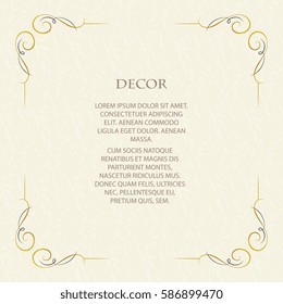 Vector decorative frame. Elegant element for design template, place for text.Floral border. Lace decor for birthday and greeting card, wedding invitation.