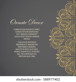 Vector decorative frame. Elegant element for design template, place for text.Floral border. Lace decor for birthday and greeting card, wedding invitation.