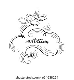 Vector decorative frame. Elegant element for design template, place for text. Lace decor for birthday and greeting card, wedding invitation.