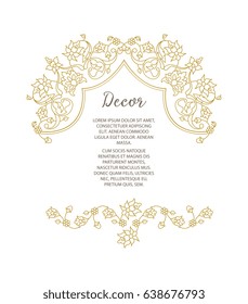 Vector decorative frame. Elegant element for design template, place for text. Floral border. Lace decor for birthday and greeting card, wedding invitation.
